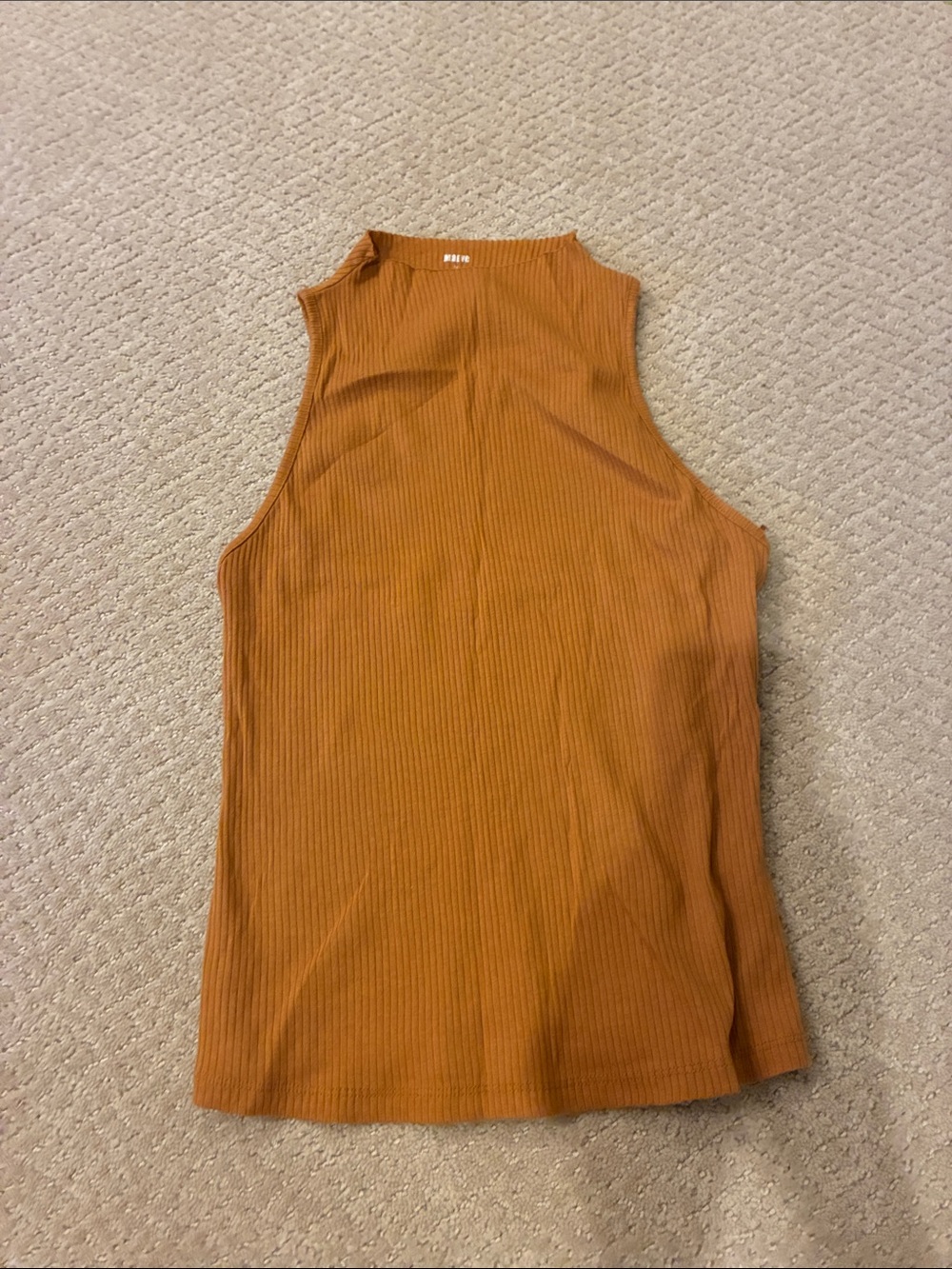 Anthropologie Ribbed High-Neck Tank Top - Rust Orange